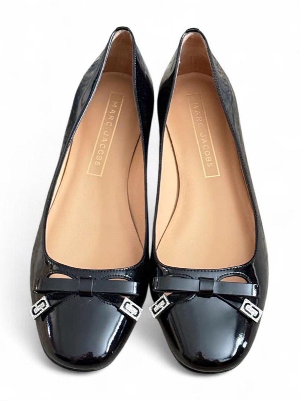 Marc Jacobs Patent Leather Ballet Flats Crystal Bow Black EU 40